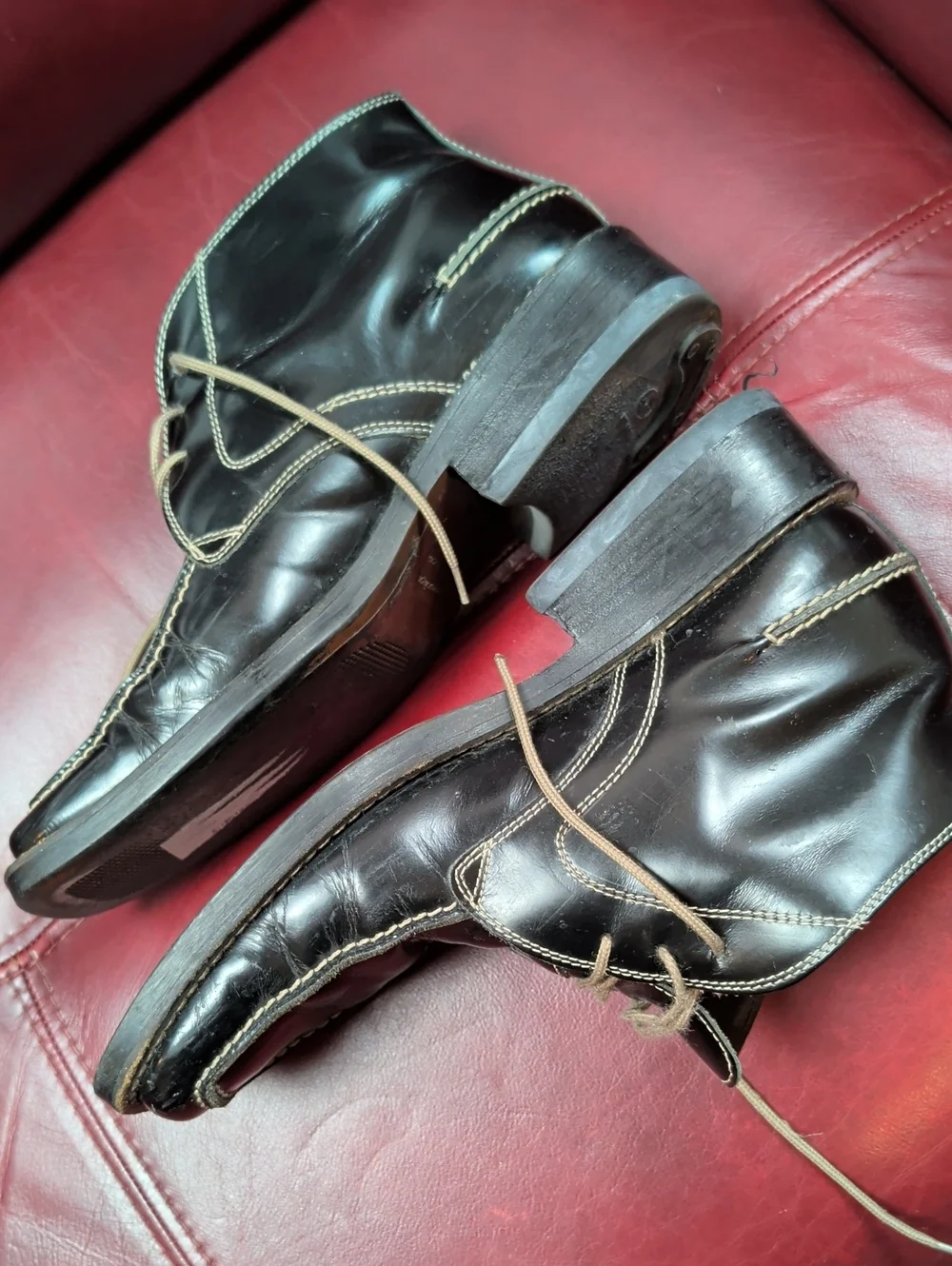 San Marina Paris Black Leather Lace Up Dress Shoes Loafers Square Toe Men's 40 - Picture 6 of 10